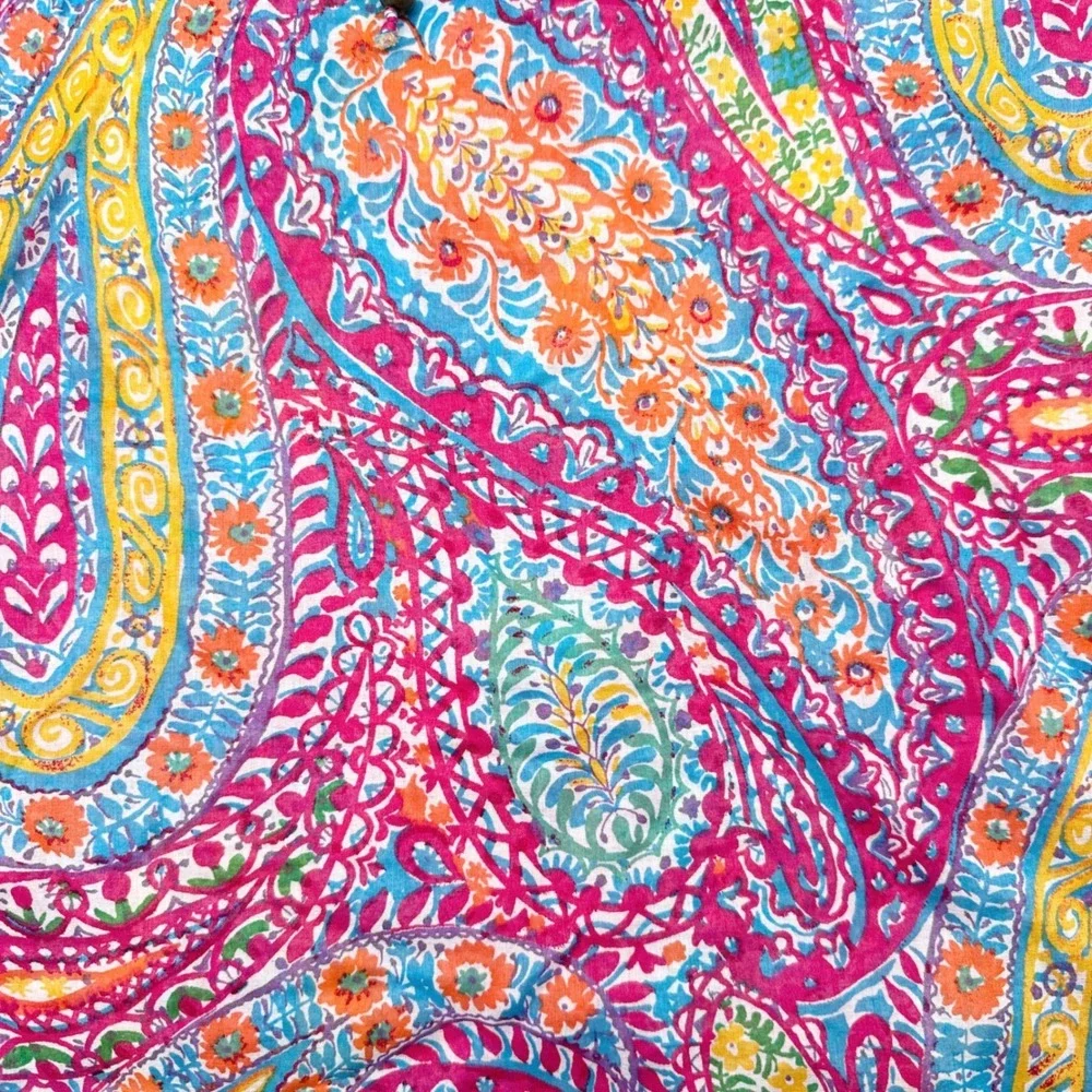 Lauren Ralph Lauren Top Plus Size 2X Multicolor Paisley Floral Ruffle Trim NW - Picture 4 of 8